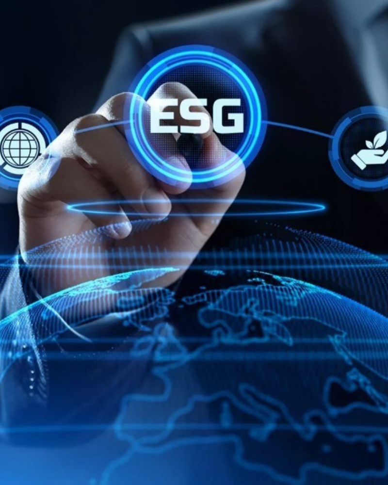 A visual representation of ESG data analytics and sustainable business strategy